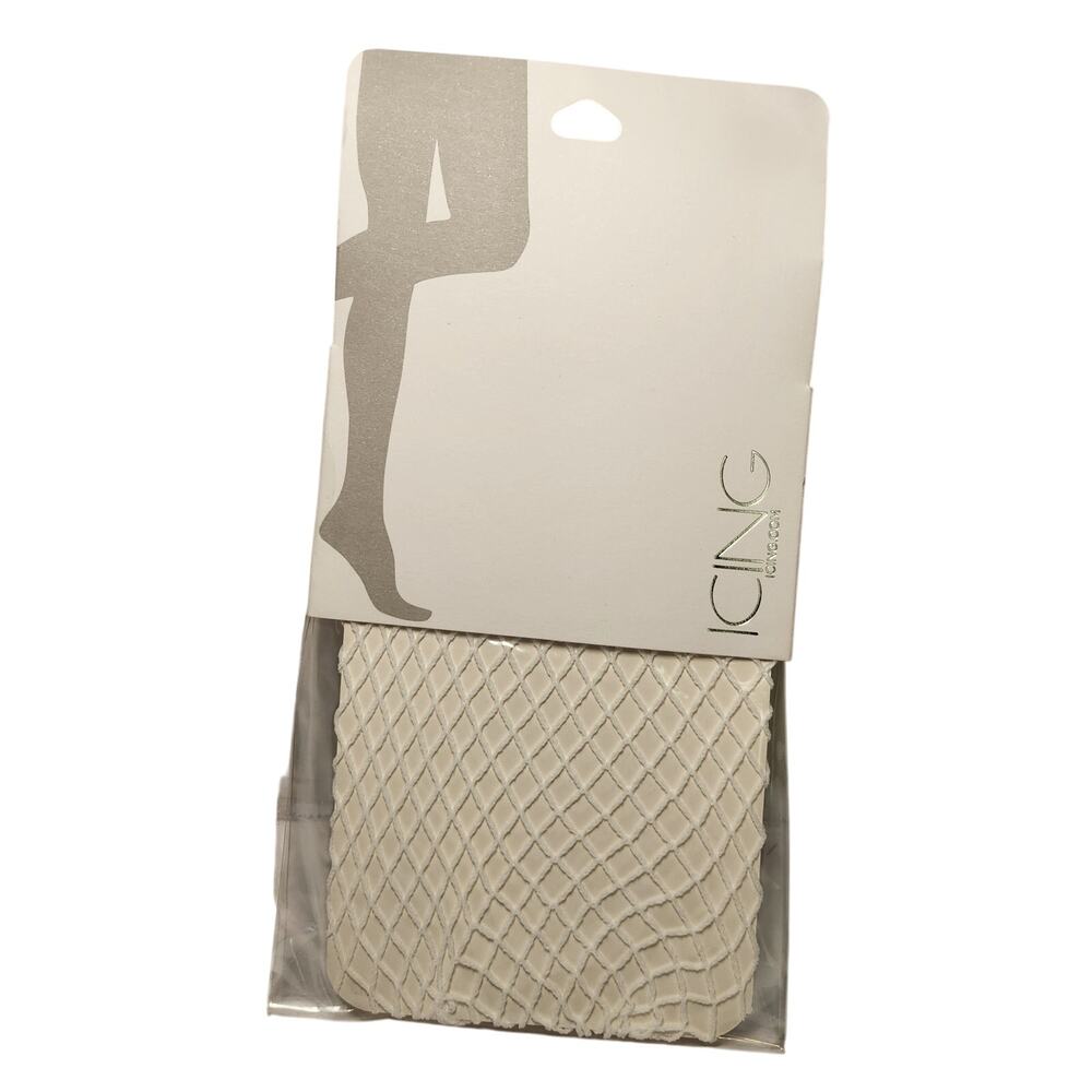 NWT Icing Nylon Fishnet Pantyhose, White, Size S/M